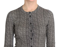 Thumbnail for Elegant Black and White Wool Cardigan