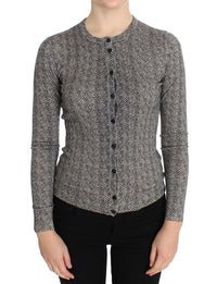 Thumbnail for Elegant Black and White Wool Cardigan