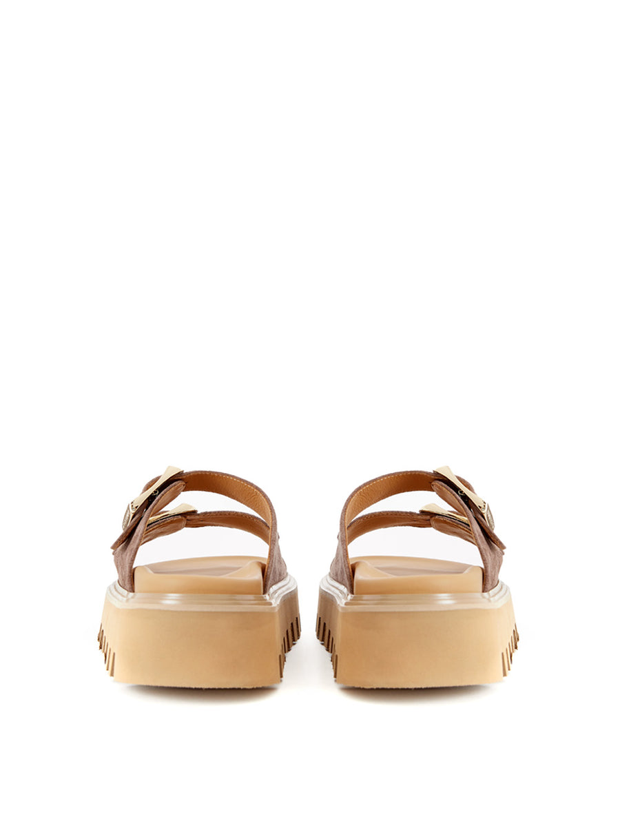 Elegant Brown Suede Sandal Slipper with Buckles