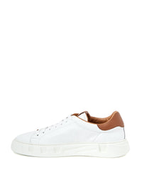 Thumbnail for Elegant White Leather Sneakers with Gold Accents