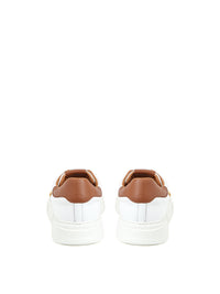 Thumbnail for Elegant White Leather Sneakers with Gold Accents