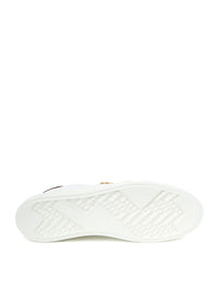 Thumbnail for Elegant White Leather Sneakers with Gold Accents