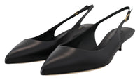 Thumbnail for Black Leather Slingbacks Heels Pumps Shoes