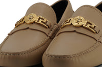 Thumbnail for Exquisite Medusa Gold-Tone Leather Loafers