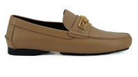 Thumbnail for Exquisite Medusa Gold-Tone Leather Loafers