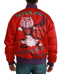 Thumbnail for Red YEAR OF THE PIG Bomber Jacket