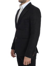 Thumbnail for Elegant Black Silk Blend Two-Button Blazer