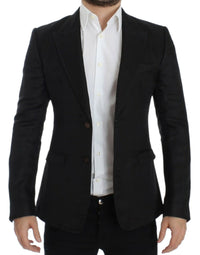 Thumbnail for Elegant Black Silk Blend Two-Button Blazer