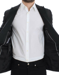 Thumbnail for Elegant Black Polka Dotted Slim Fit Blazer