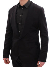 Thumbnail for Elegant Black Silk Slim Fit Blazer