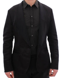 Thumbnail for Elegant Black Silk Slim Fit Blazer