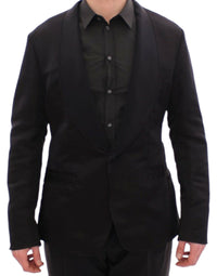 Thumbnail for Elegant Black Silk Slim Fit Blazer