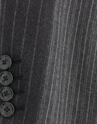 Thumbnail for Elegant Gray Striped Wool Slim Blazer