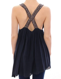 Thumbnail for Elegant Navy Blue Sleeveless Blouse