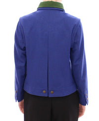 Thumbnail for Elegant Blue Wool Jacket with Removable Collar