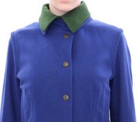 Thumbnail for Elegant Blue Wool Jacket with Removable Collar