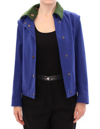 Thumbnail for Elegant Blue Wool Jacket with Removable Collar