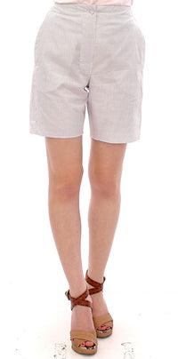 Thumbnail for Chic White Checkered Cotton Shorts