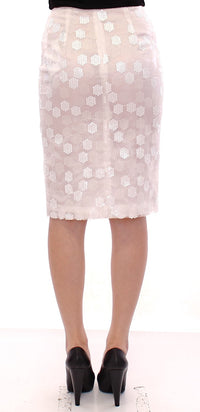 Thumbnail for Elegant Sequined Pencil Skirt - Pristine White