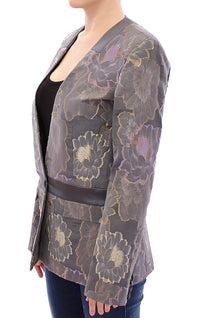 Thumbnail for Chic Silk Floral One-Button Blazer