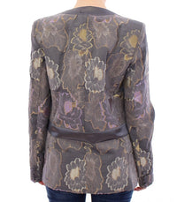 Thumbnail for Chic Silk Floral One-Button Blazer