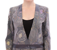 Thumbnail for Chic Silk Floral One-Button Blazer