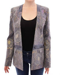 Thumbnail for Chic Silk Floral One-Button Blazer