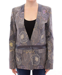 Thumbnail for Chic Silk Floral One-Button Blazer