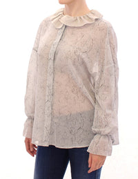 Thumbnail for Elegant Blue Cotton Tunic Blouse