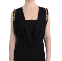 Thumbnail for Elegant Sleeveless Black Mini Dress with Gold Details