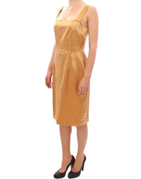 Thumbnail for Elegant Bronze Silk Knee-Length Sheath Dress