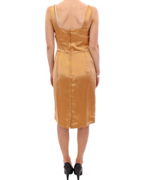 Thumbnail for Elegant Bronze Silk Knee-Length Sheath Dress