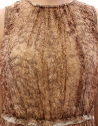 Thumbnail for Brown sleeveless silk dress