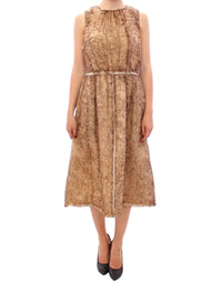 Thumbnail for Brown sleeveless silk dress