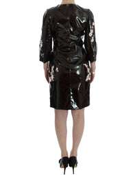 Thumbnail for Black floral 3/4 Sleeve sheath dress
