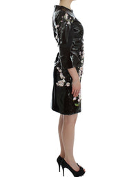 Thumbnail for Black floral 3/4 Sleeve sheath dress