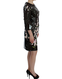 Thumbnail for Black floral 3/4 Sleeve sheath dress
