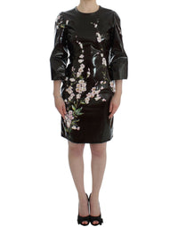 Thumbnail for Black floral 3/4 Sleeve sheath dress