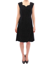 Thumbnail for Black floral lace sicily runway dress