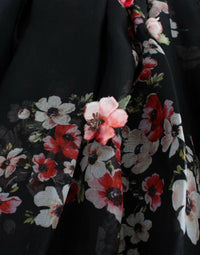 Thumbnail for Masterpiece black floral print silk runway dress