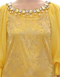 Thumbnail for Yellow lace crystal mini dress