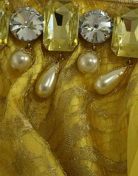 Thumbnail for Yellow lace crystal mini dress