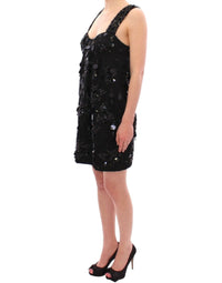 Thumbnail for Black floral crystal embedded dress
