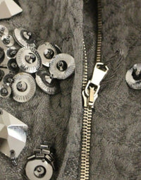 Thumbnail for Black floral crystal embedded dress