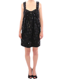 Thumbnail for Black floral crystal embedded dress