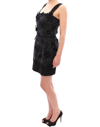 Thumbnail for Black floral crystal embedded dress