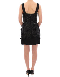 Thumbnail for Black floral crystal embedded dress