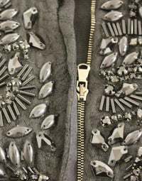 Thumbnail for Black floral crystal embedded dress