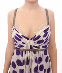 Thumbnail for Elegant Polka Dotted Silk Blouse with Leather Detailing