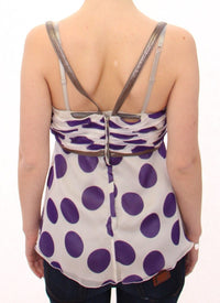 Thumbnail for Elegant Polka Dotted Silk Blouse with Leather Detailing